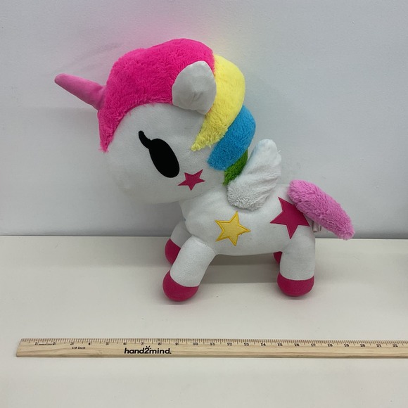 Jumbo Neon Star Tokidoki Unicorno 15" Plush Rainbow Mane Stuffed Animal Toy - Picture 1 of 5